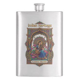 Indian Heritage: Classical Musician Veena Art Hip Flask