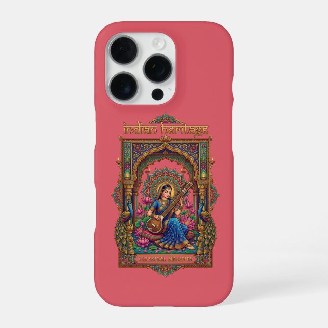 Indian Heritage: Classical Musician Veena Art iPhone Case (Back)
