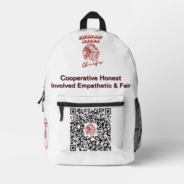 Indian Hills Chiefs Coded Backpack (Front)