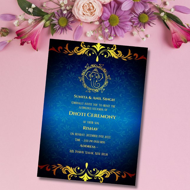 Indian Hindu Boy Dhoti Ceremony Pancha Kattu Invit Invitation (Creator Uploaded)