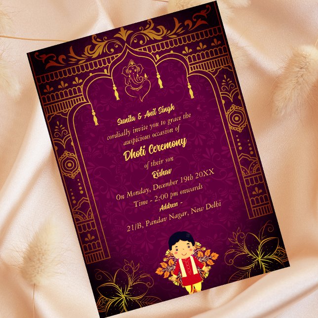 Indian Hindu Boy Dhoti Ceremony Pancha Kattu Invit Invitation (Creator Uploaded)