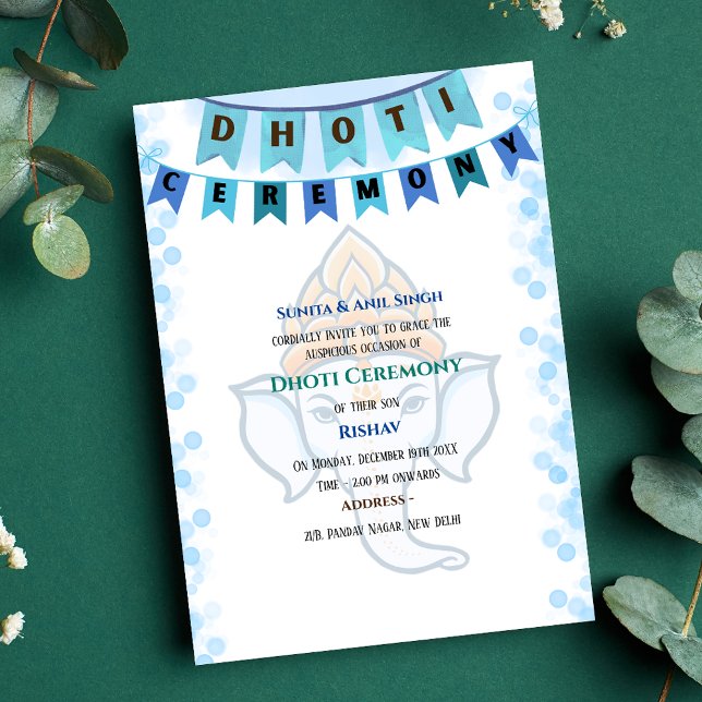 Indian Hindu Boy Dhoti Ceremony Pancha Kattu Invit Invitation (Creator Uploaded)