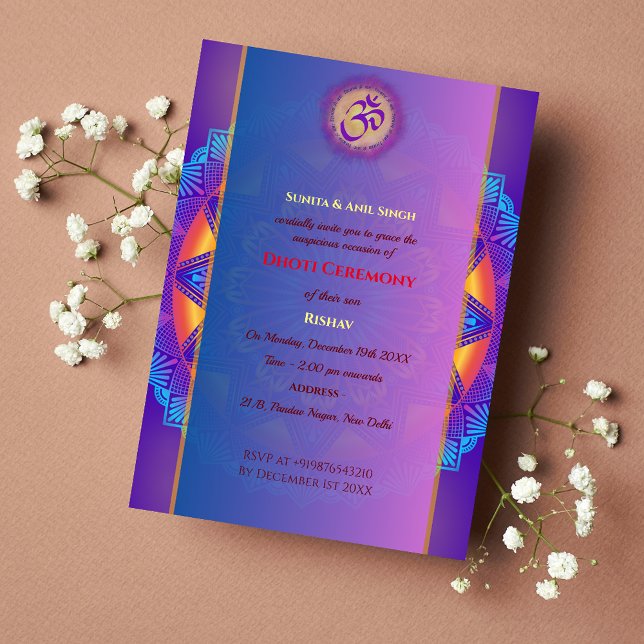 Indian Hindu Boy Dhoti Ceremony Pancha Kattu Invitation (Creator Uploaded)