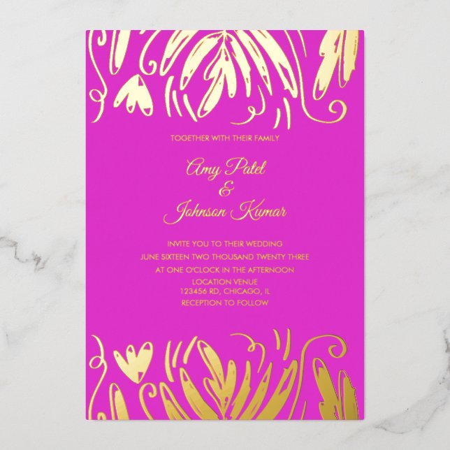 Indian Hindu Drawn Swirls Floral Wedding Pressed  (Front)