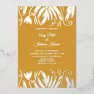 Indian Hindu Drawn Swirls Floral Wedding Pressed 
