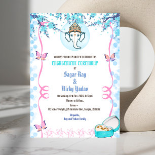 Indian Hindu Engagement Ceremony Invitation