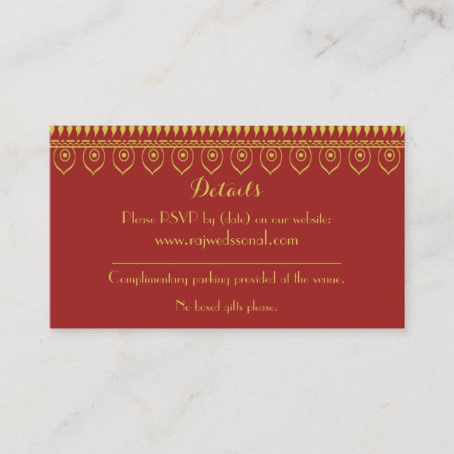Indian Hindu Ganesh Wedding Details Enclosure Card (Front)