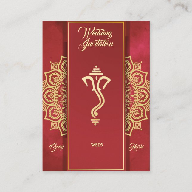 Indian Hindu Ganesha wedding card (Front)
