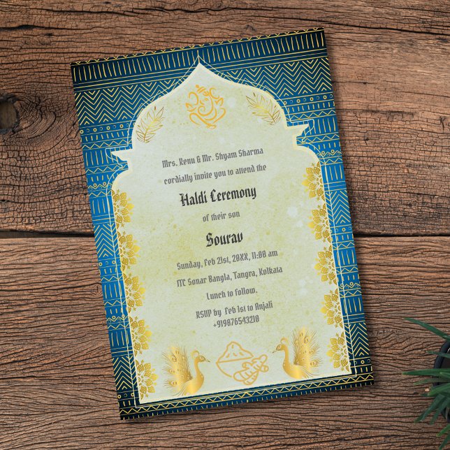 Indian Hindu Groom Haldi Ceremony Ganesha Invitation (Creator Uploaded)
