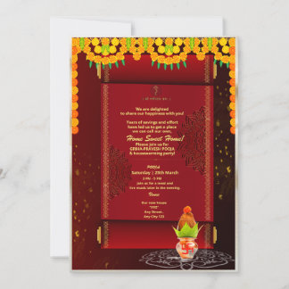 Indian Hindu House Warming Grihapravesh Invitation