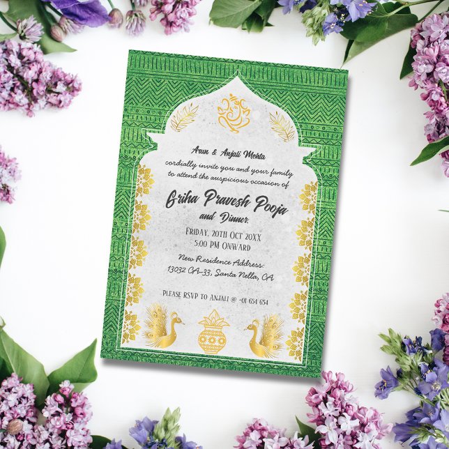 Indian Hindu Housewarming Griha Pravesh Golden Invitation (Creator Uploaded)