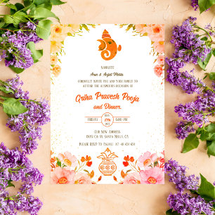 Indian Hindu Housewarming Griha Pravesh Invitation