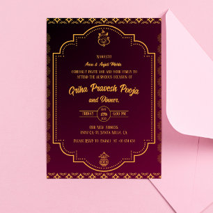 Indian Hindu Housewarming Griha Pravesh Invitation