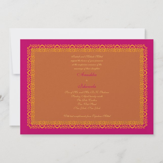 Indian Hindu Muslim Wedding Invitation Mehndi (Front)