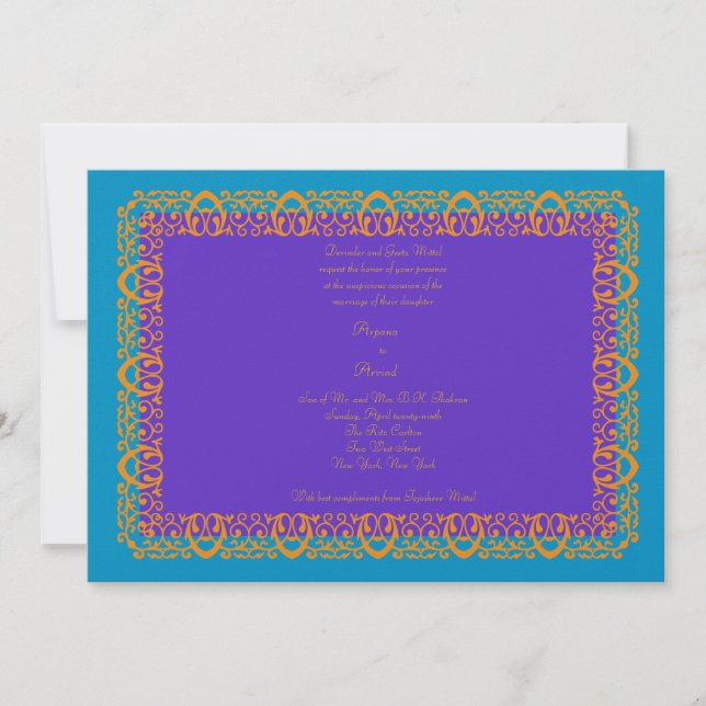 Indian Hindu Muslim Weddubg Invitation Mehndi (Front)