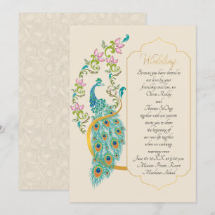 Indian Hindu Peacock Wedding Invitation