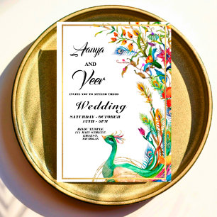Indian Hindu Peacock Wedding Invitation