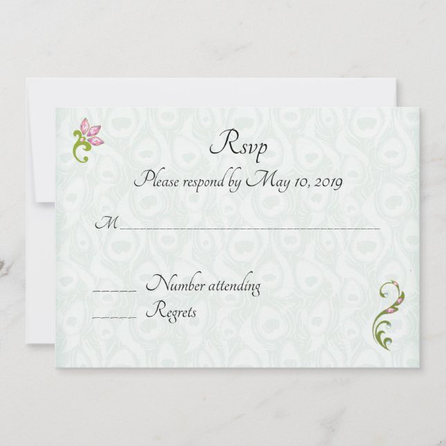 Indian Hindu Peacock Wedding Invitation RSVP (Front)