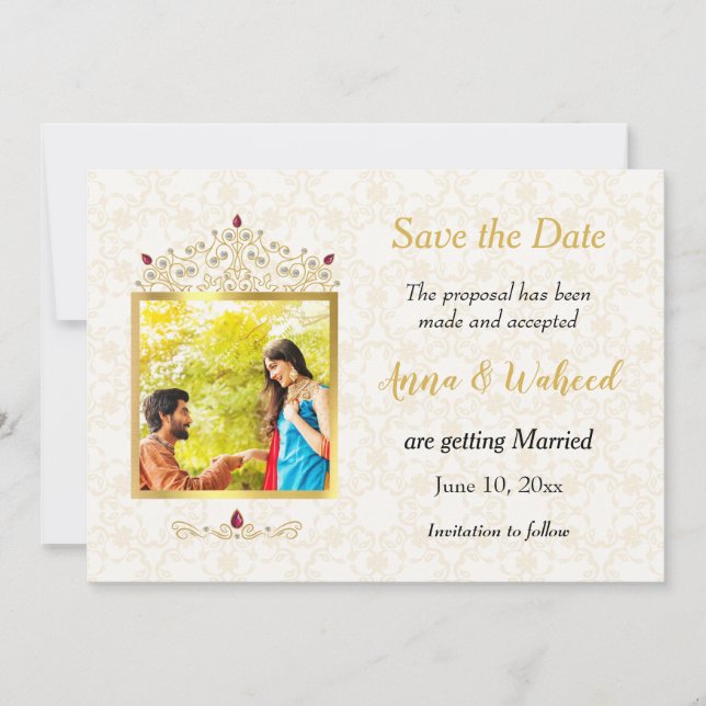 Indian Hindu Photo Save the Date (Front)