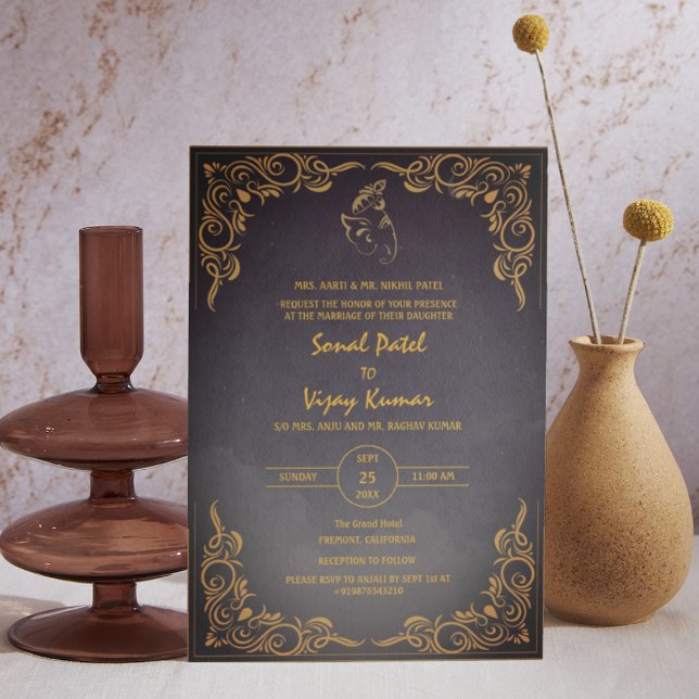 Indian Hindu Wedding Custom Photo Ganesha Logo Invitation (Creator Uploaded)