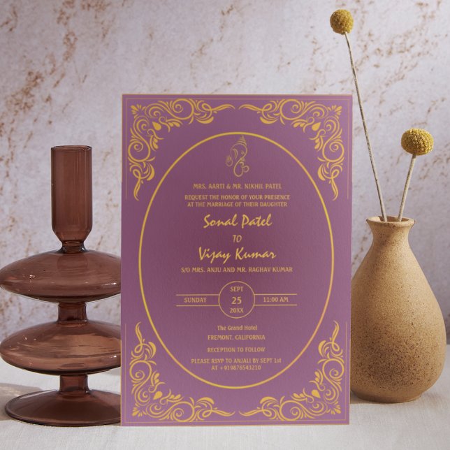 Indian Hindu Wedding Custom Photo Ganesha Logo Invitation (Creator Uploaded)