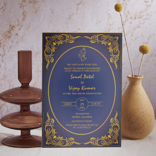 Indian Hindu Wedding Custom Photo Ganesha Logo Invitation