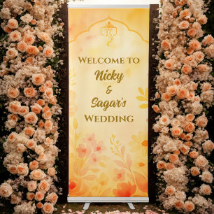 Indian Hindu Wedding Floral Welcome Sign Banner