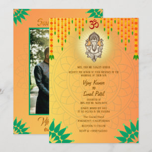 Indian Hindu Wedding Ganesha Custom Image Invitation