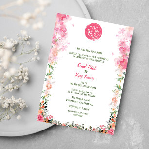 Indian Hindu Wedding Ganesha Floral Invitation