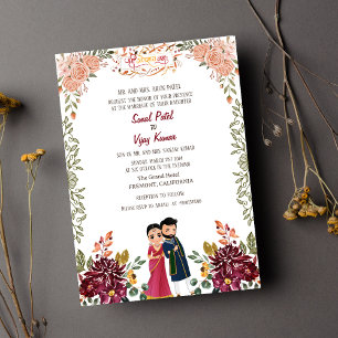 Indian Hindu Wedding Ganesha Floral Invitation