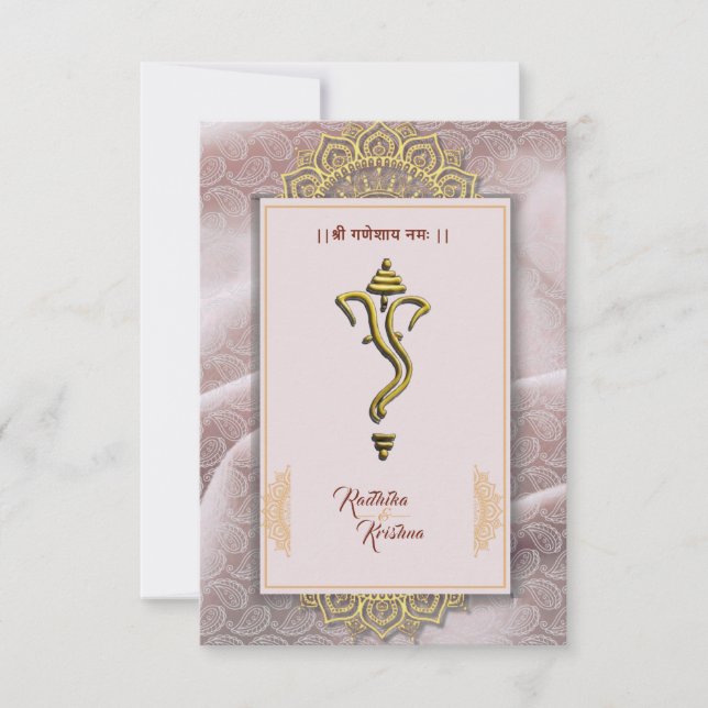 Indian hindu wedding Ganesha invitation (Front)