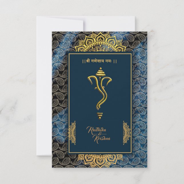 Indian hindu wedding Ganesha invitation (Front)
