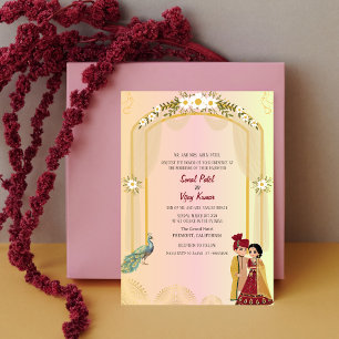 Indian Hindu Wedding Ganesha Peacock Invitation