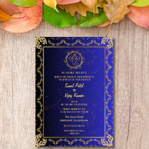 Indian Hindu Wedding Ganesha Royal Golden Invitation