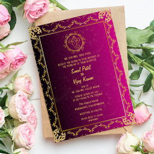 Indian Hindu Wedding Ganesha Royal Golden Invitation