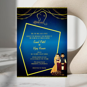 Indian Hindu Wedding Ganesha Royal Golden Invitation