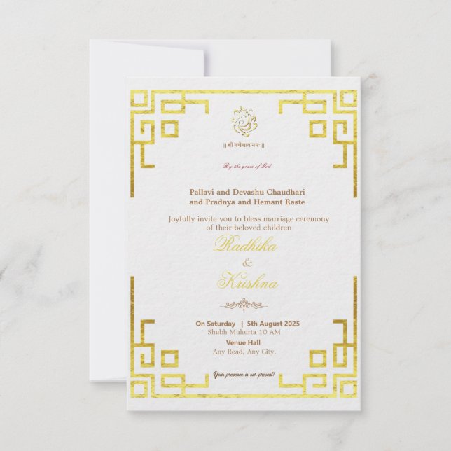 Indian hindu wedding invitation (Front)