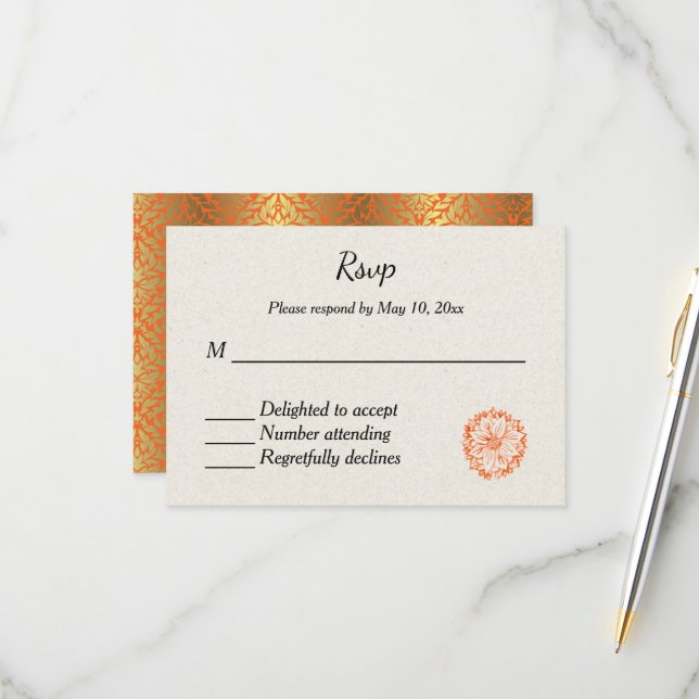 Indian Hindu Wedding Invitation RSVP (Front/Back In Situ)
