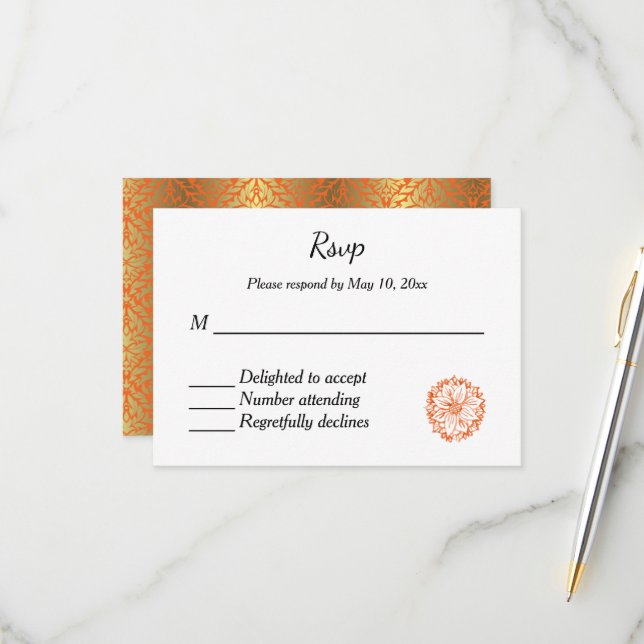 Indian Hindu Wedding Invitation RSVP (Front/Back In Situ)