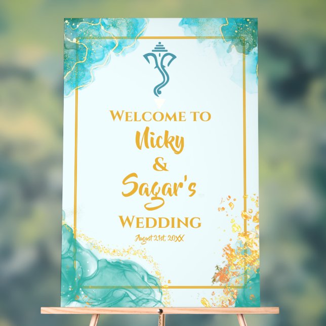 Indian Hindu Wedding Welcome Acrylic Signs (Neutral)