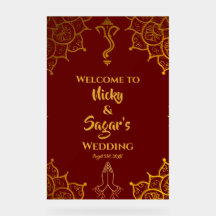 Indian Hindu Wedding Welcome Acrylic Signs