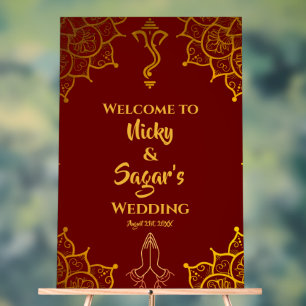 Indian Hindu Wedding Welcome Acrylic Signs