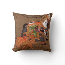 INDIAN HORSE ELEPHANT & CAMEL Throw Cushion