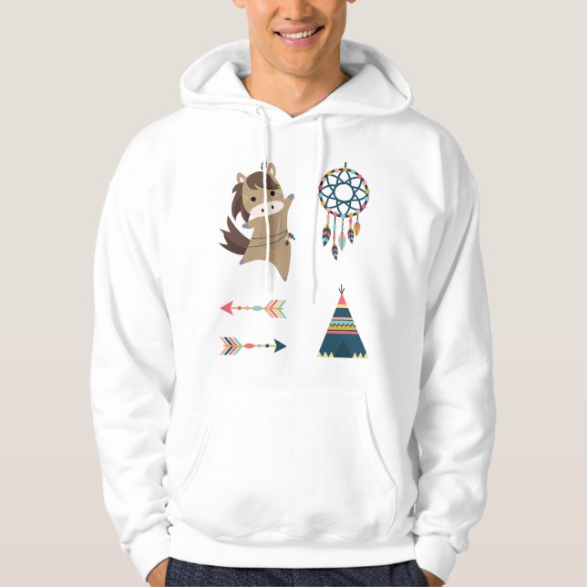 Indian Horse Sticker Set Ponny Rider Dream Catcher Hoodie (Front)