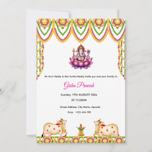 Indian Housewarming Invitation, Griha Pravesh Invitation
