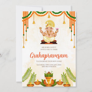 Indian Housewarming invitation Gruhapravesam
