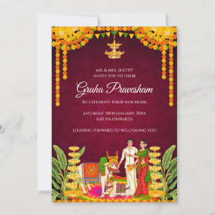 Indian Housewarming invitation Gruhapravesham
