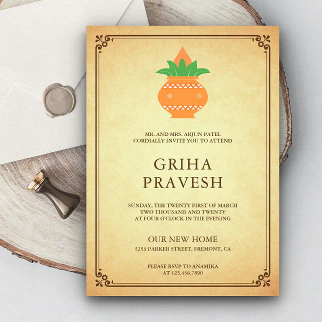 Indian Housewarming Party Griha Pravesh Invitation | Zazzle