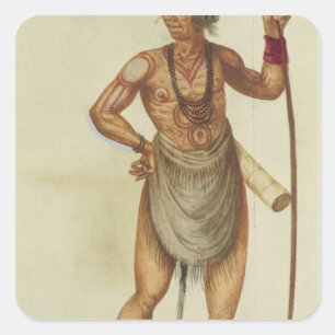 Indian in Body Paint Square Sticker