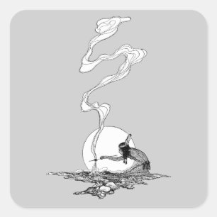 Indian in His Solitude by NC Wyeth Vintage Western Square Sticker